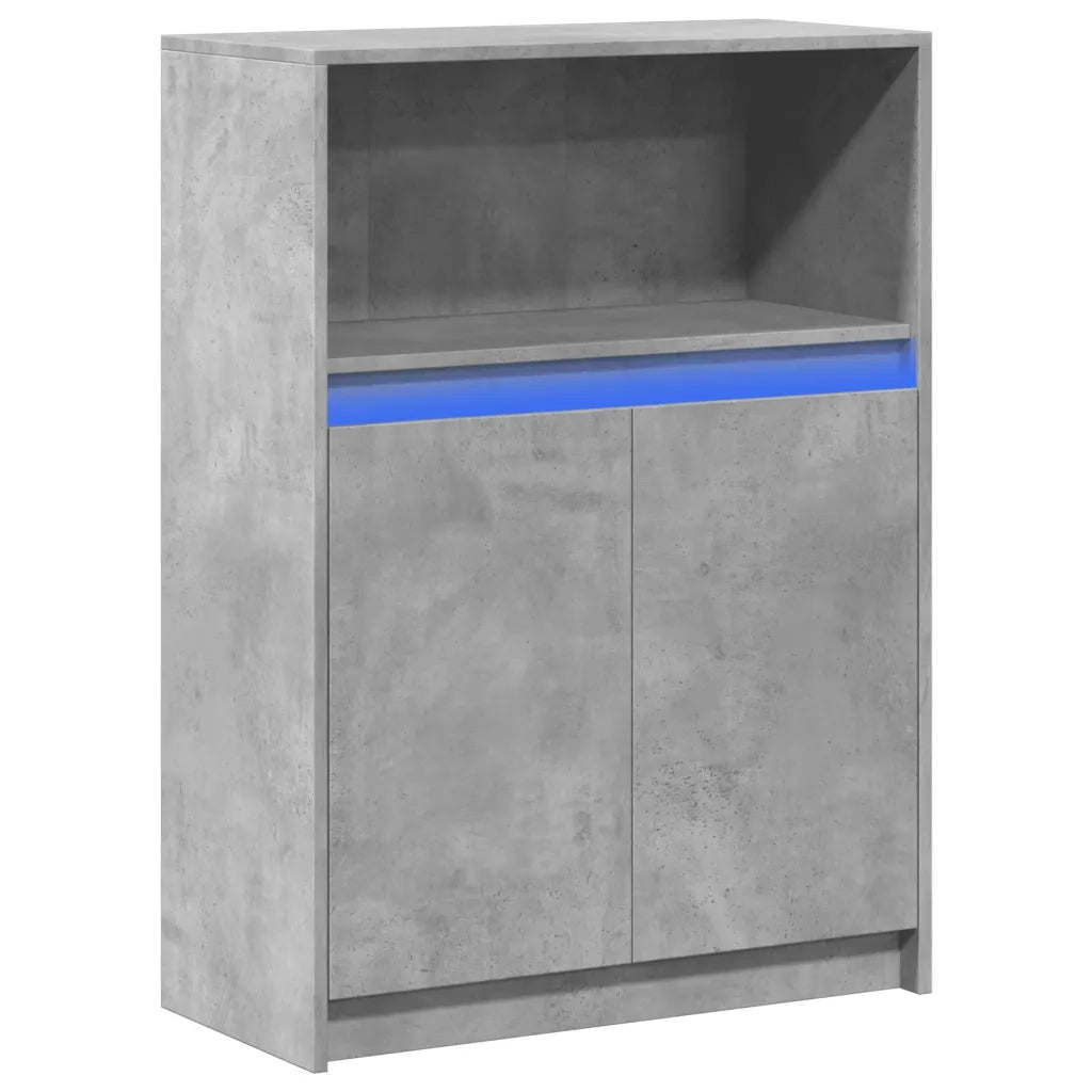 Credenza con LED-Buffet-Armadio da cucina Grigio Cemento 72x34x100 cm Legno Multistrato