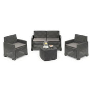 Salottino Outdoor Amer, set Salotto da Esterno 4 Posti Made in Italy, Nero Antracite
