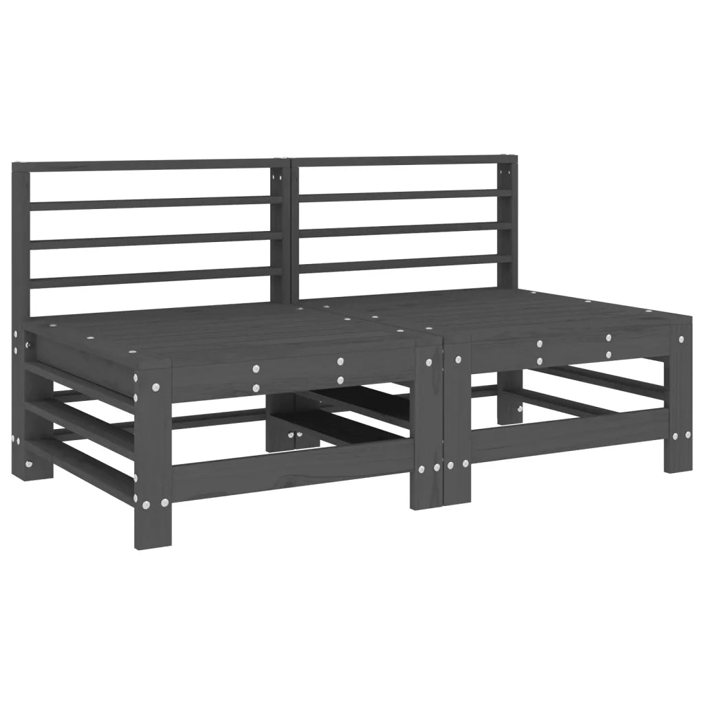 Divani Centrali da Giardino 2 pz Grigi Legno Massello di Pino 825641
