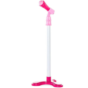 Chitarra Elettrica + Microfono Karaoke Giocattolo Bambini Luci Attacco Aux Rosa