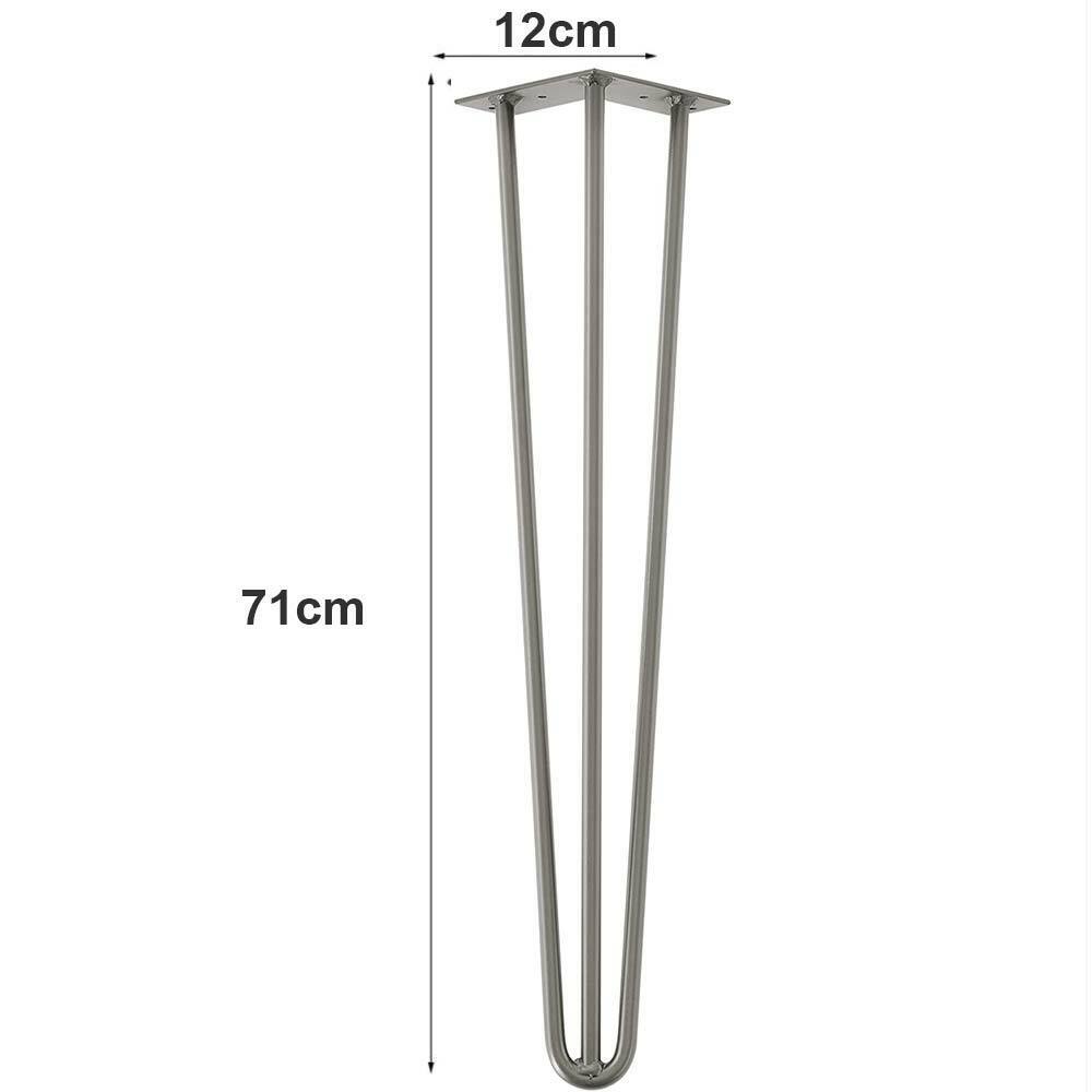 Set 4 Gambe Piedi Tavolo Pranzo Scrivania 71cm Metallo Design Moderno Grigio