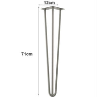 Set 4 Gambe Piedi Tavolo Pranzo Scrivania 71cm Metallo Design Moderno Grigio