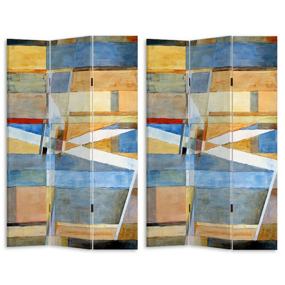 Paravento Separe 3 Pannelli Stampa Fronte Retro Quadro Astratto Divisori 180x120