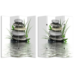 Paravento Separe 4 Pannelli Stampa Fronte Retro Pietre e Bamboo ZEN 180 x 160 cm
