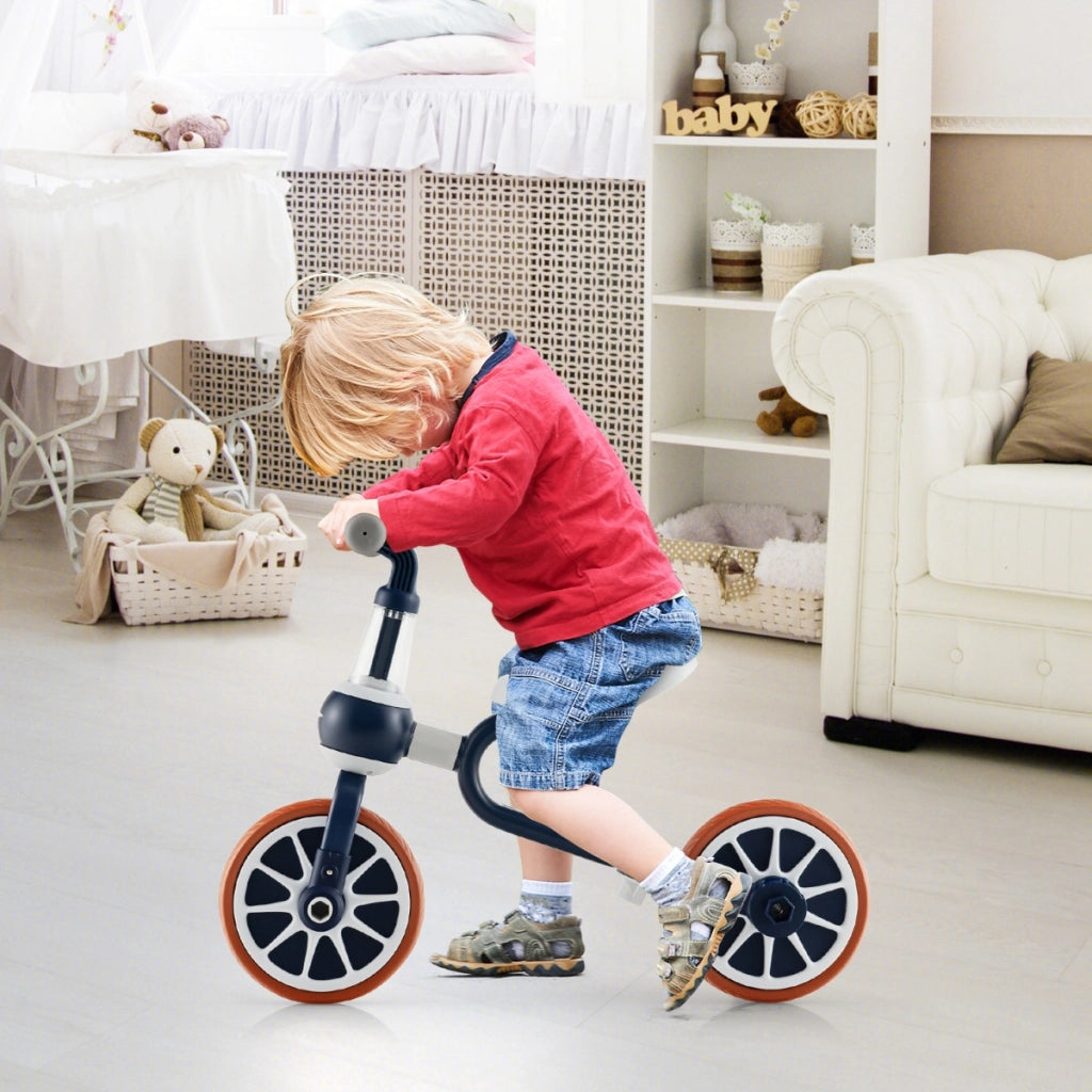 Triciclo per bambini con maniglione altezza regolabile pedali rimovibili, Bici a 4 ruote Blu scuro-Biciclette e tricicli