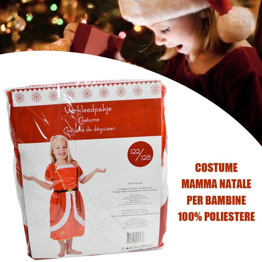 Costume Natalizio Per Bambine Rosso E Bianco In Poliestere Travestimento Natale