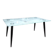 TAVOLO BASSO 100X55XH45CM VETRO MARMO BIANCO