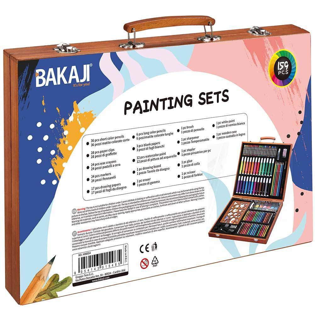 Valigetta Legno Pittore 110pz Colori Pittura Pastelli Acquerelli Professionale