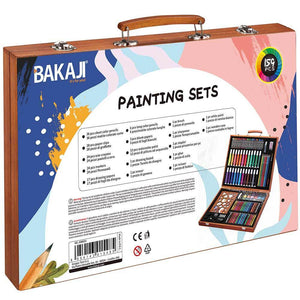 Valigetta Legno Pittore 110pz Colori Pittura Pastelli Acquerelli Professionale