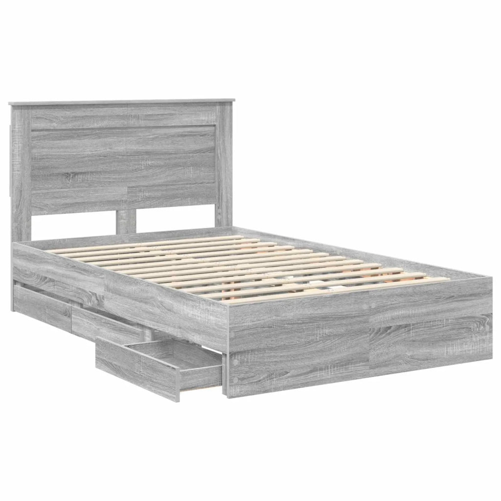 Struttura del letto con cassetto Grigio Sonoma 120 x 190 cm