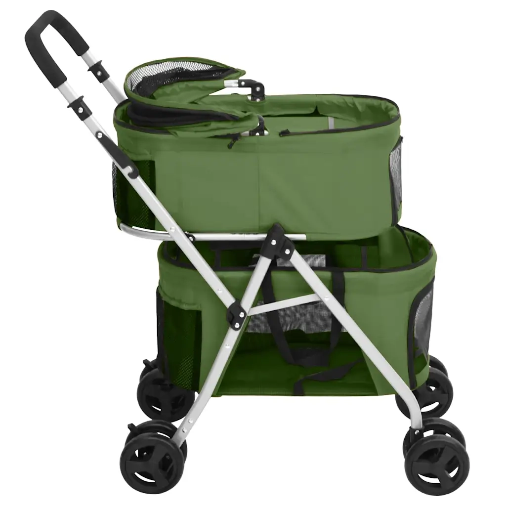 Passeggino Cani Pieghevole 2 Livelli Verde 83x48x97cm Tessuto 172207