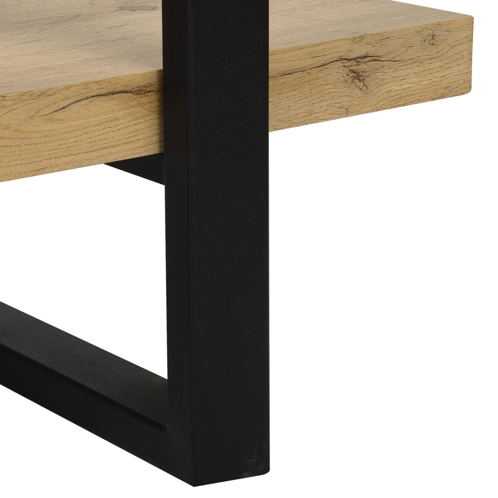Libreria a 3 livelli in legno chiaro con struttura in metallo Nero Ripiani aperti contenitore Minimalista unità autoportante