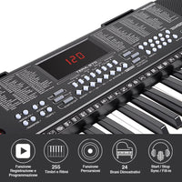 Tastiera Musicale Pianola Elettronica 61 Tasti Pianoforte AUX MIcrofono