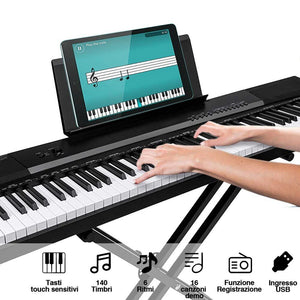 Tastiera Musicale 88 Tasti Pesati Professionale Pianola con Pedale e Supporto