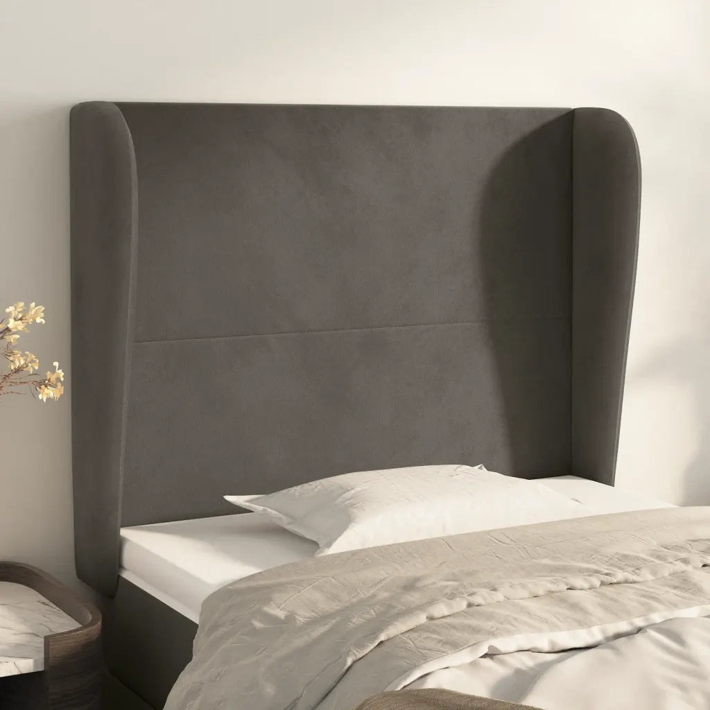 Testiera | Testata ad Orecchio Grigio Scuro 83x23x118/128 cm in Velluto