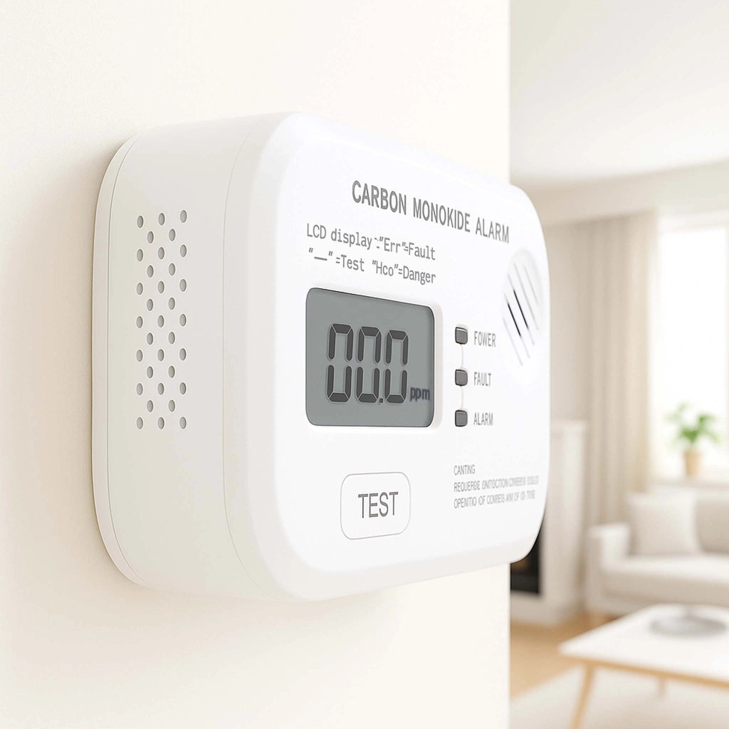 Set 2x Rilevatore monossido di carbonio con display 120 x 74 x 31 mm, allarme CO con batterie sostituibili incluse