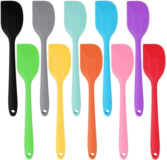 Set di spatole in silicone, 10 pezzi, resistente al calore fino a 260°C, spatola in silicone multicolore con nucleo metallico, schiaccia pasta, schiaccia impasti per cucina e cottura