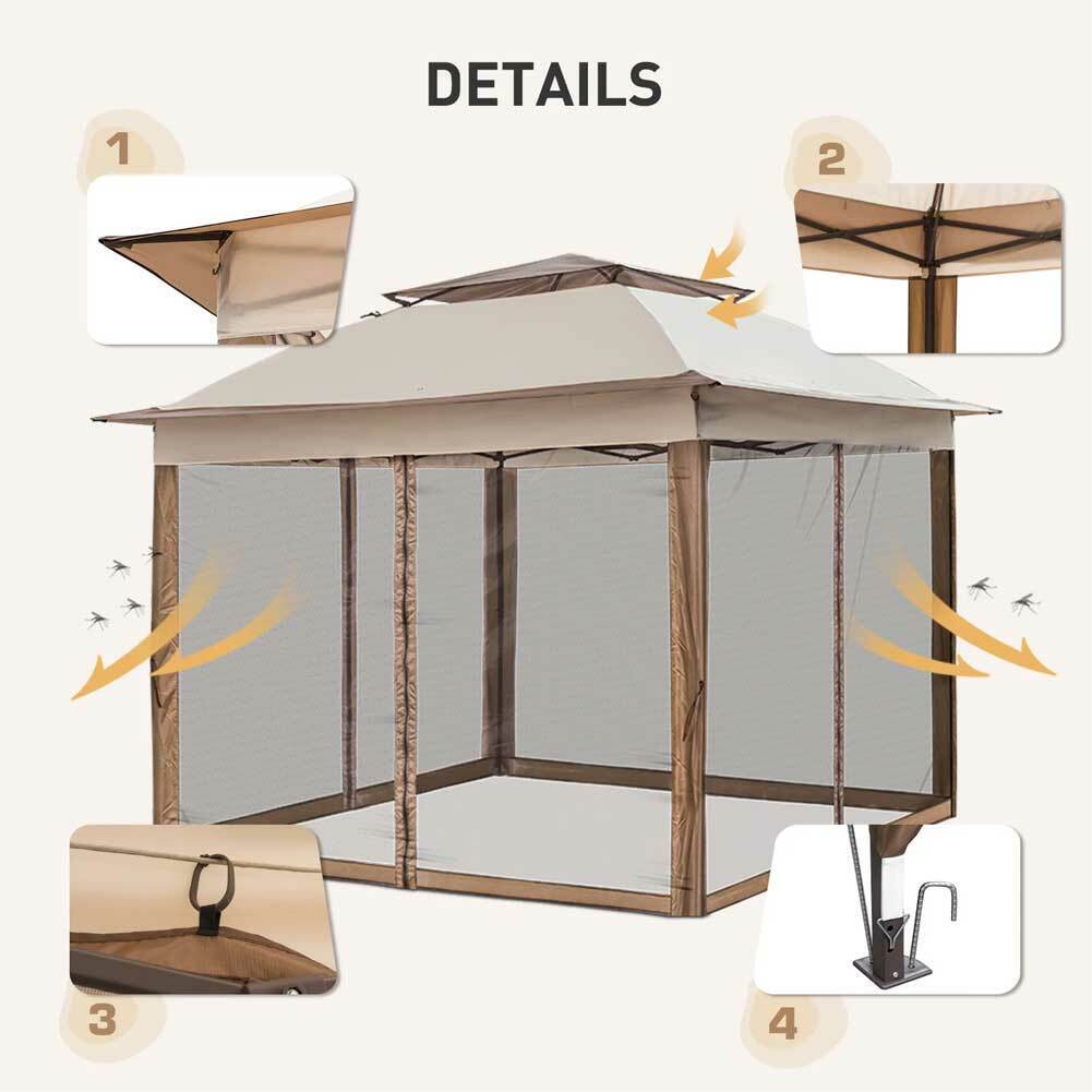 Gazebo 3x3 Mt Pieghevole Impermeabile con Tende Zanzariere e Borsa x trasporto