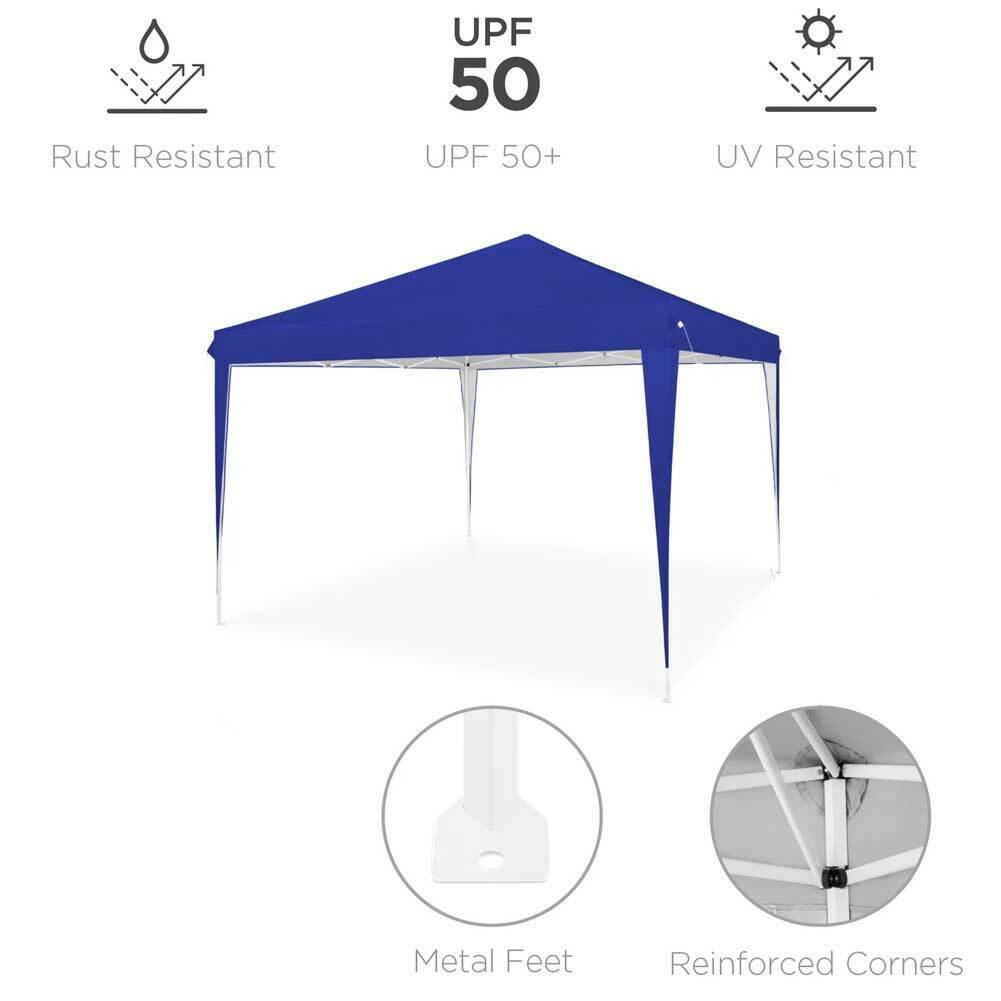 Gazebo 3x3 Pieghevole Impermeabile Richiudibile Fisarmonica Fiera mercato Blu