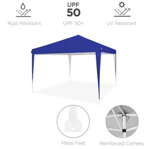 Gazebo 3x3 Pieghevole Impermeabile Richiudibile Fisarmonica Fiera mercato Blu