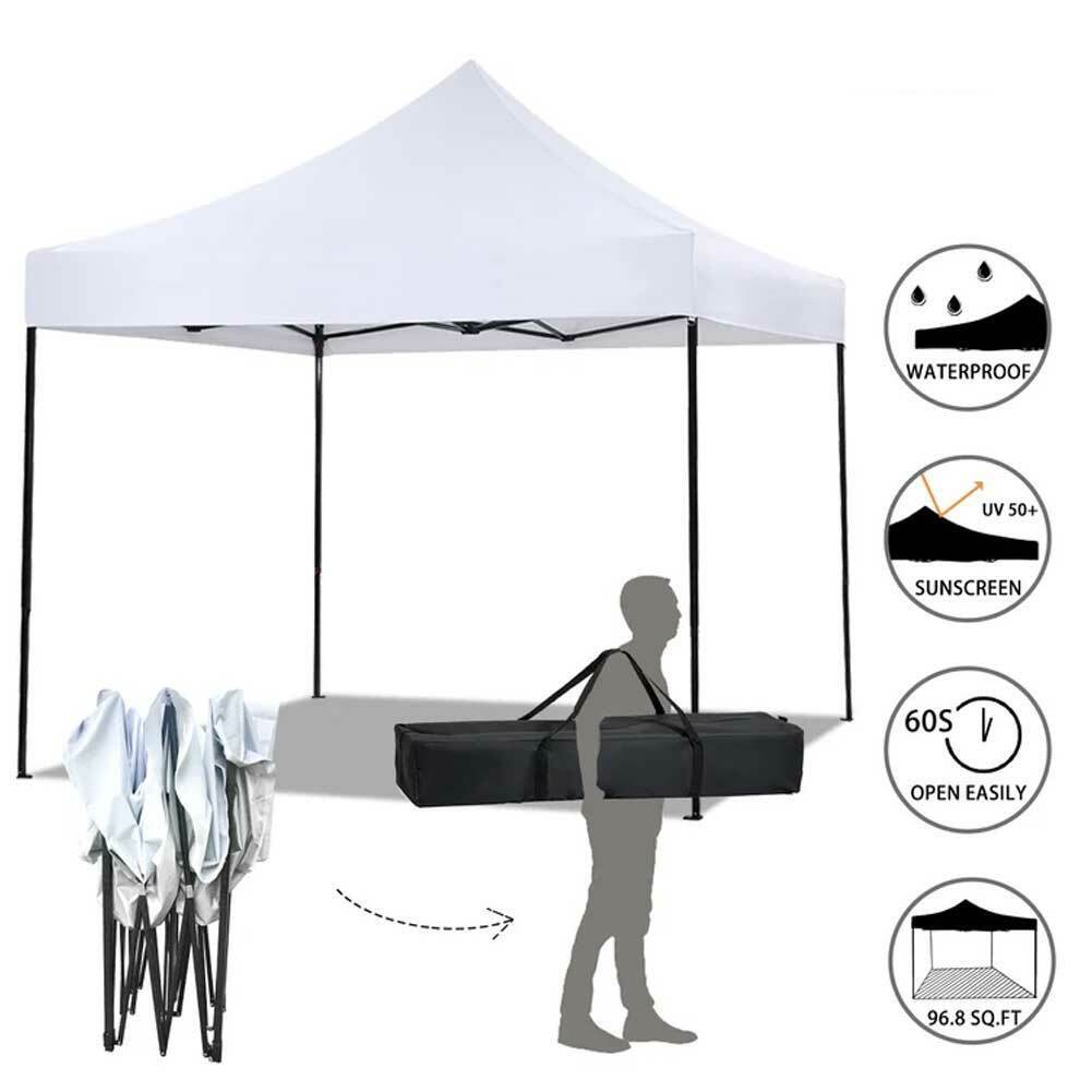 Gazebo 3x3 Pieghevole Impermeabile Richiudibile Fisarmonica Fiera mercato Bianco