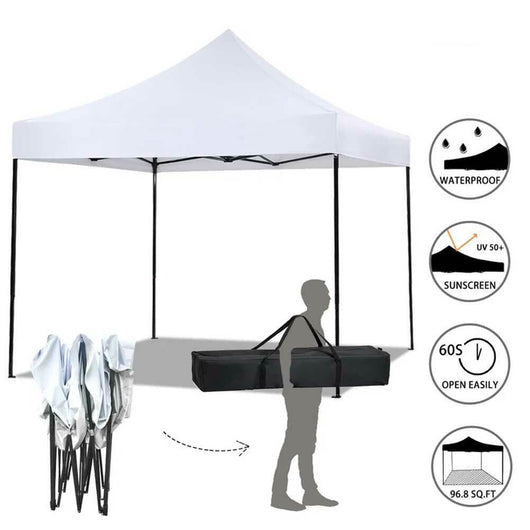Gazebo 3x3 Pieghevole Impermeabile Richiudibile Fisarmonica Fiera mercato Bianco