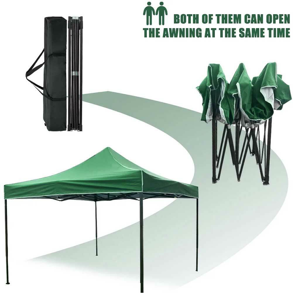 Gazebo 3x3 Pieghevole Impermeabile Richiudibile Fisarmonica Fiera mercato Verde