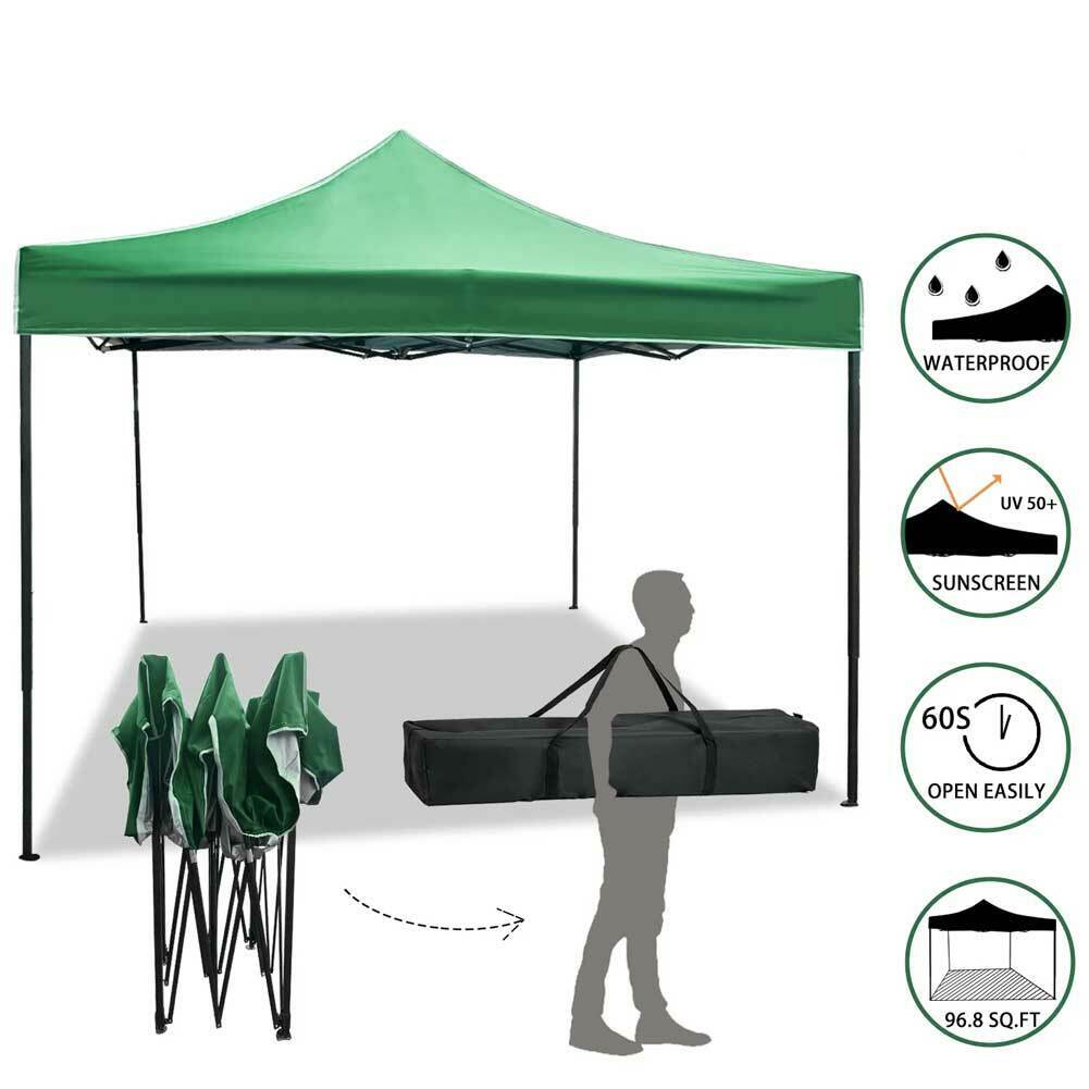 Gazebo 3x3 Pieghevole Impermeabile Richiudibile Fisarmonica Fiera mercato Verde