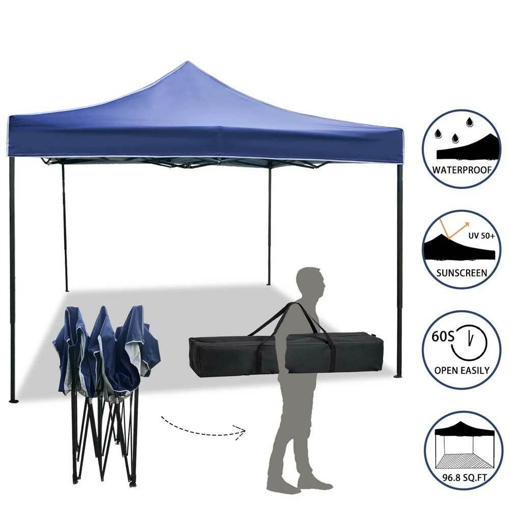 Gazebo 3x3 Pieghevole Impermeabile Richiudibile Fisarmonica Fiera mercato Blu