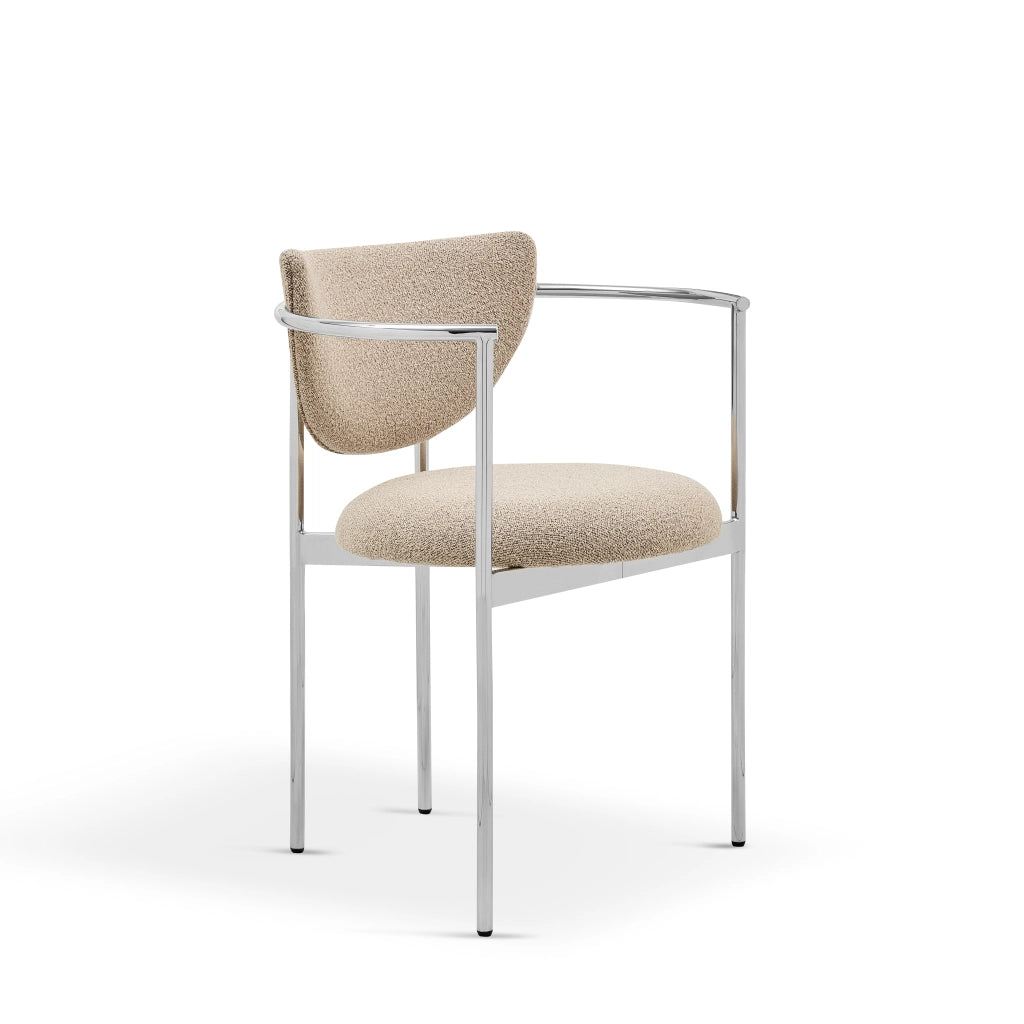 Sedia con Braccioli e Schienale Ergonomico, in Tessuto e Metallo, Cachi Chiaro 75 × 50.5 × 33 cm