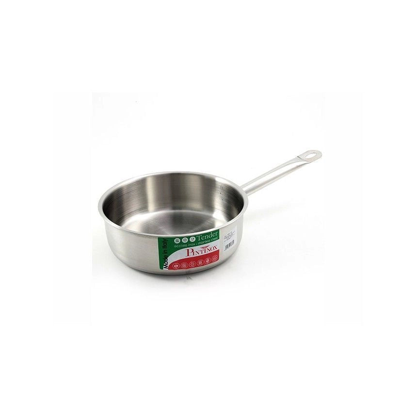 PINTINOX 33901024 Tender Casseruola Bassa in Acciaio Inox 18-10 con Manico Singolo Adatta a Tutte le Fonti di Calore incluso Induzione colore Acciaio