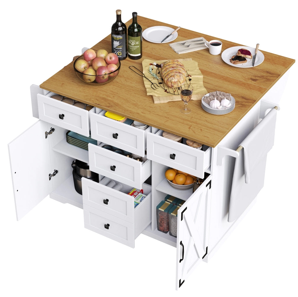 Isola da cucina multifunzione 147x44x93 cm in MDF bianco