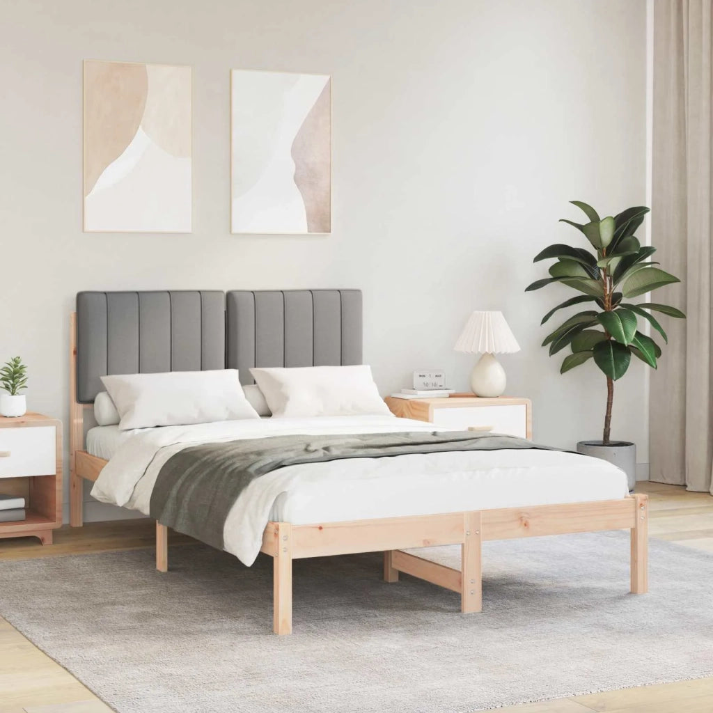 Letto con Testiera Rivestita Grigio Naturale e Chiaro 878049