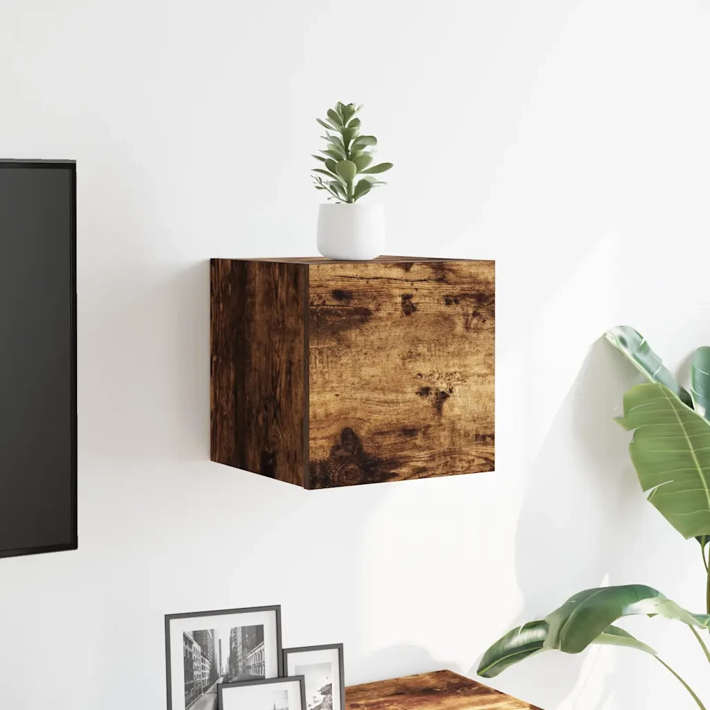 Armadietto TV Montato a Parete Rovere Fumo 30,5x30x30 cm cod mxl 15770