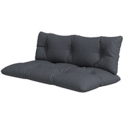 SET 2 CUSCINI DA GIARDINO PER DIVANI E PALLET IN POLIESTERE CON IMBOTTITURA SPESSA GRIGIO CARBONE