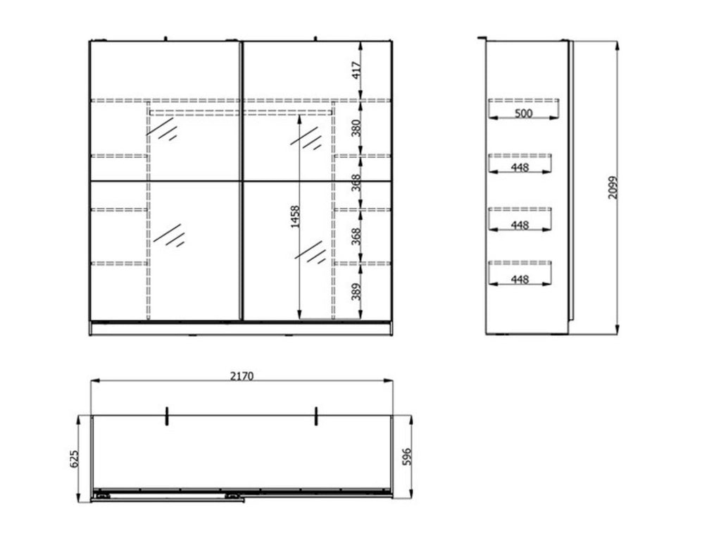 Armadio Camera da Letto Ponso, Guardaroba Grande Appendiabiti, 217x210h cm Bianco