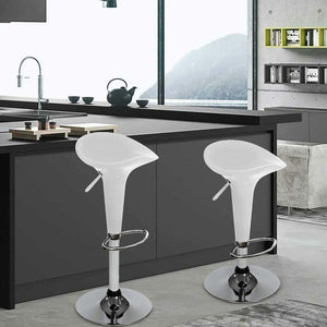 Set 2 Sgabelli Cucina Regolabile Acciaio e ABS Sgabello Girevole Bianco Casa Bar