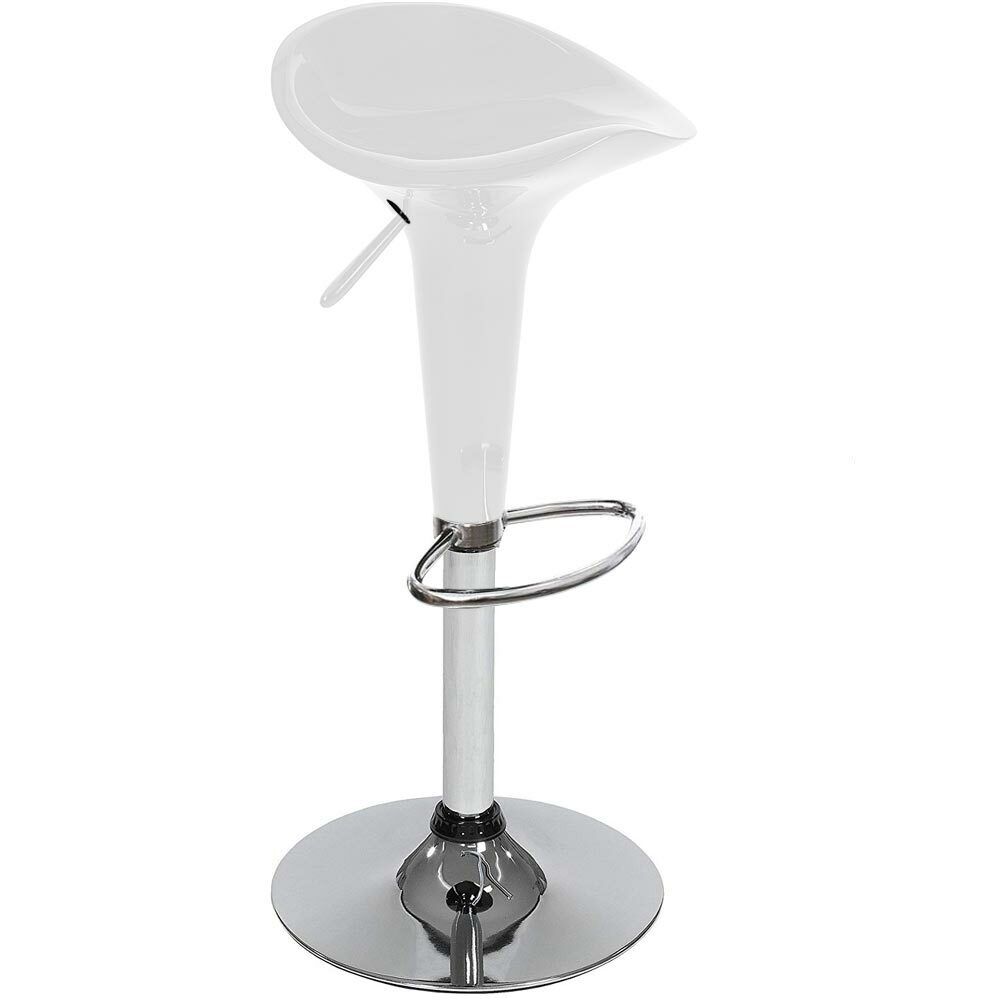 Set 2 Sgabelli Cucina Regolabile Acciaio e ABS Sgabello Girevole Bianco Casa Bar