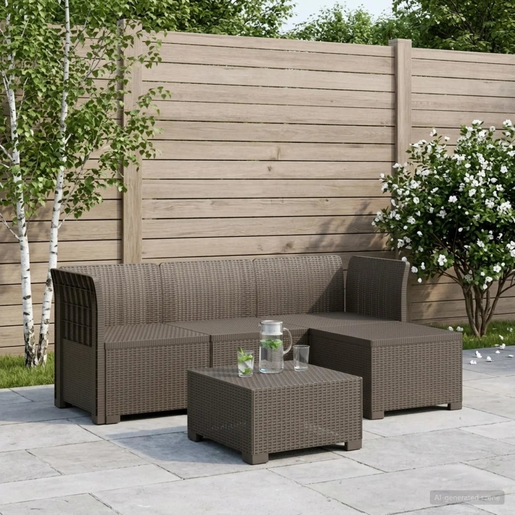 Divano da giardino 4 posti aspetto rattan PP Grigio Chiaro 3443925