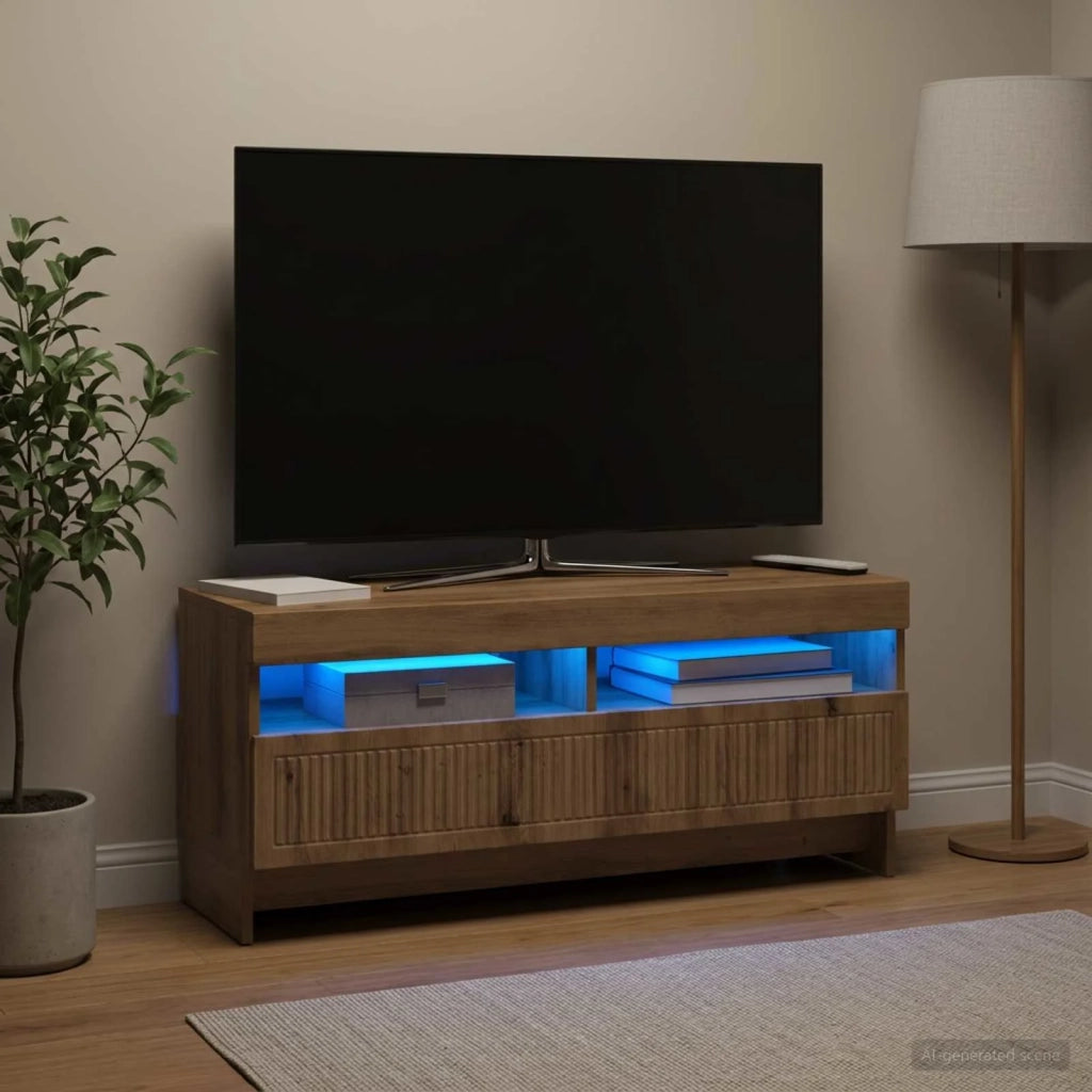 Mobile TV LED Rovere Artigianale Legno ingegnerizzato 896114