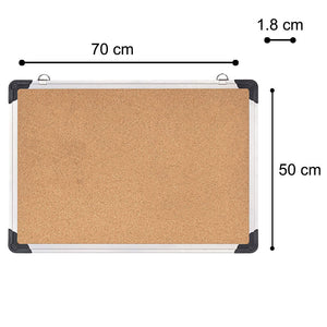 Bacheca in Sughero Quadrata con Cornice Alluminio da Parete 70x50x1.8 cm