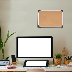 Bacheca in Sughero Quadrata con Cornice Alluminio da Parete 50x35x1.8 cm