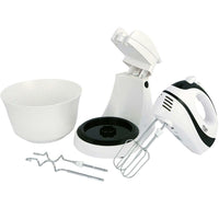 Sbattitore 2 Fruste con Ciotola Rotante Ganci Impastatrice 300W 5 Velocita Bianc