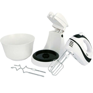 Sbattitore 2 Fruste con Ciotola Rotante Ganci Impastatrice 300W 5 Velocita Bianc