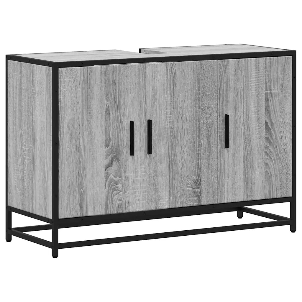 Mobile Lavabo Bagno Grigio Sonoma 90x33x60 cm Legno Multistrato