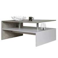 Tavolino Divano Salotto Rettangolare Design Moderno Legno MDF 2 Ripiani Bianco