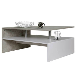 Tavolino Divano Salotto Rettangolare Design Moderno Legno MDF 2 Ripiani Bianco