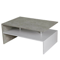 Tavolino Divano Salotto Rettangolare Design Moderno Legno MDF 2 Ripiani Bianco