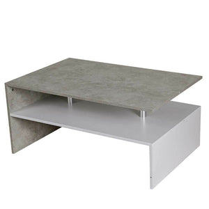 Tavolino Divano Salotto Rettangolare Design Moderno Legno MDF 2 Ripiani Bianco