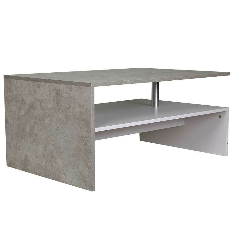 Tavolino Divano Salotto Rettangolare Design Moderno Legno MDF 2 Ripiani Bianco